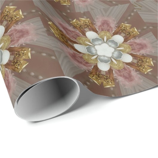 Elegante antike Rosa Silbergraue Blume Geschenkpapier (Rolleneckpunkt)