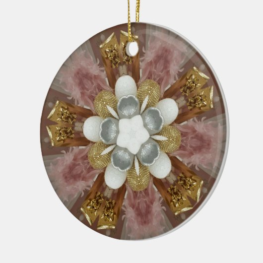 Elegante antike Rosa Silbergraue Blume Keramikornament (Links)