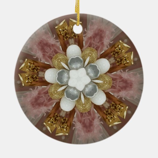 Elegante antike Rosa Silbergraue Blume Keramikornament (Hinten)