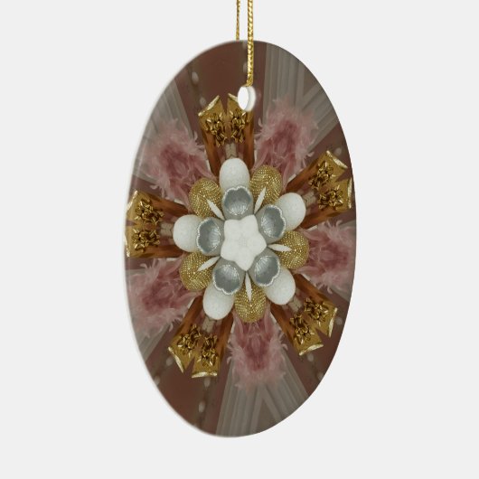 Elegante antike Rosa Silbergraue Blume Keramikornament (Rechts)