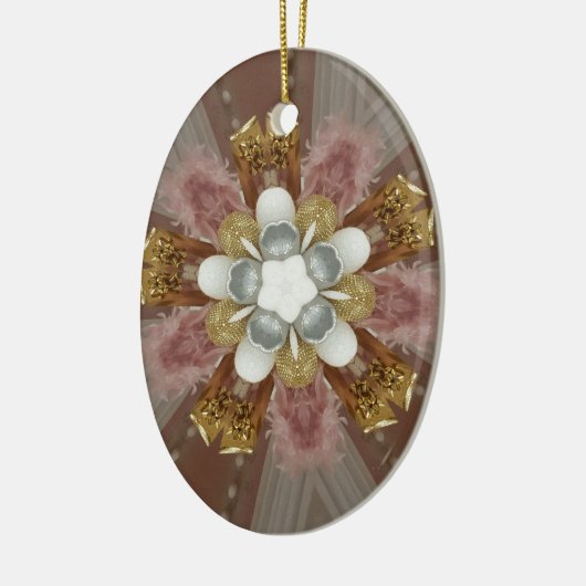 Elegante antike Rosa Silbergraue Blume Keramikornament (Links)