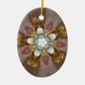 Elegante antike Rosa Silbergraue Blume Keramikornament (Vorne)