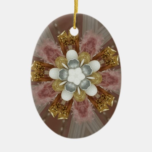 Elegante antike Rosa Silbergraue Blume Keramikornament (Vorne)