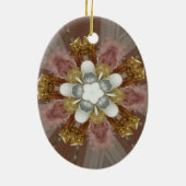 Elegante antike Rosa Silbergraue Blume Keramikornament (Hinten)
