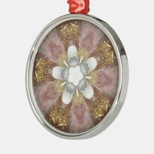 Elegante antike Rosa Silbergraue Blume Ornament Aus Metall (Links)