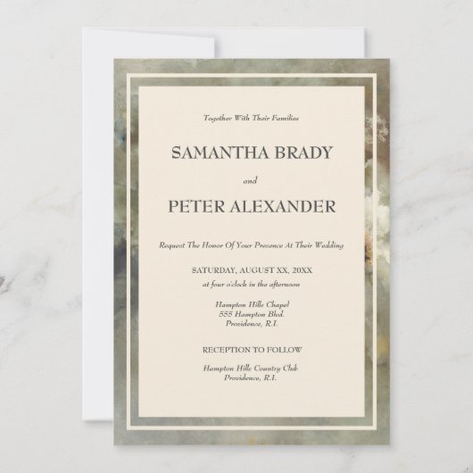 Elegante antike Rose, weich rosa Aquarellblume Einladung (Rückseite)