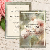 Elegante antike Rose, weich rosa Aquarellblume Einladung