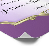 Elegante antike Satin Wedding Willkommen Poster (Ecke)