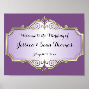 Elegante antike Satin Wedding Willkommen Poster