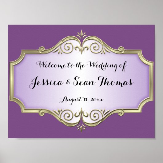 Elegante antike Satin Wedding Willkommen Poster (Vorne)