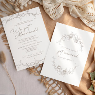 Elegante antike Sepia-Hochzeitsanzeige Ankündigung