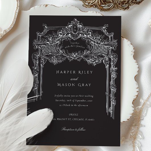 Elegante antike Verzierte Hochzeit Einladung