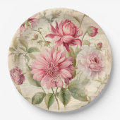 Elegante antike Vintage französische Blumenkolonie Pappteller (Vorderseite)