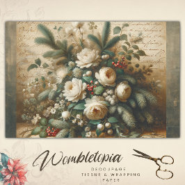 Elegante antike Winterblumendekoupage Seidenpapier