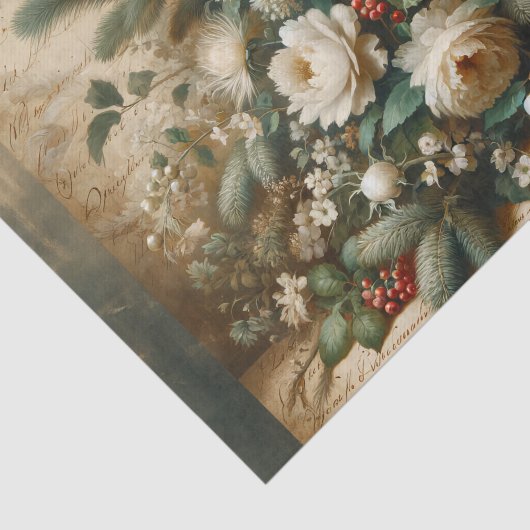 Elegante antike Winterblumendekoupage Seidenpapier (Ausschnitt)