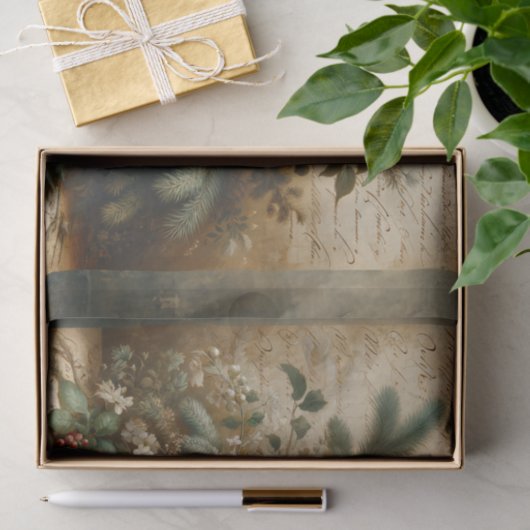 Elegante antike Winterblumendekoupage Seidenpapier (Geschenk)