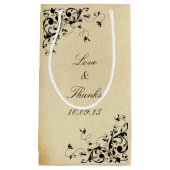 Elegante antike Wirbel Hochzeit Kleine Geschenktüte (Vorderseite)