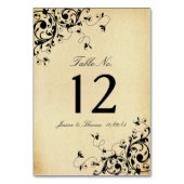 Elegante antike Wirbel Hochzeit Tischnummer (Rückseite)