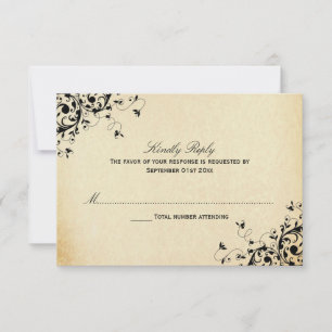 Elegante antike Wirbel Hochzeiten von RSVP-Karten RSVP Karte