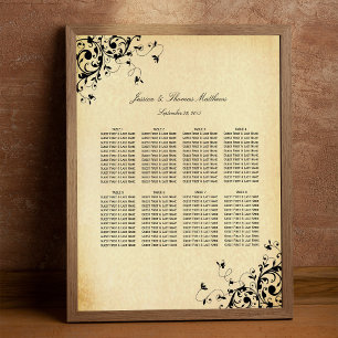 Elegante antike Wirbel Hochzeits-Sitzplan Poster