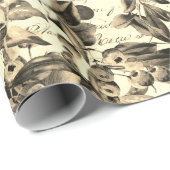 Elegante Antique Gold Beige Berries Französisches Geschenkpapier (Rolleneckpunkt)