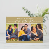 Elegante Antique Gold Wedding Foto Collage Save The Date (Stehend Vorderseite)