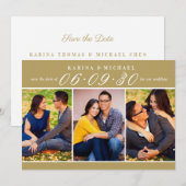 Elegante Antique Gold Wedding Foto Collage Save The Date (Vorne/Hinten)