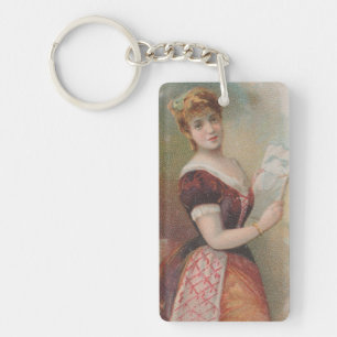 Elegante Antique Valentinstag-Illustration, 1890 Schlüsselanhänger