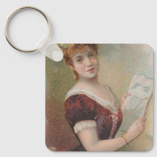 Elegante Antiquitäten-Valentinsillustration, 1890 Schlüsselanhänger