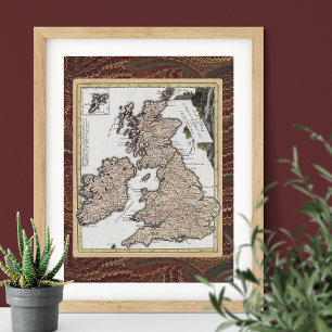 Elegante Antiquitätenkarte von Großbritannien und  Poster