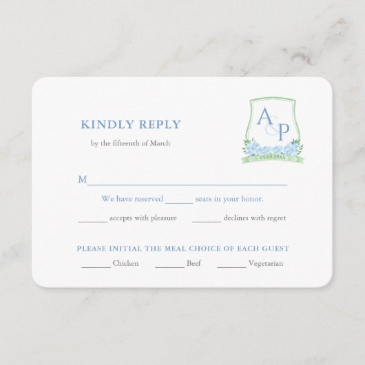 Elegante Antwort auf die Wahl des Hydrangea-Wappen Begleitkarte (Vorderseite)