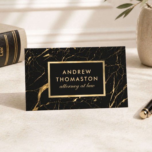Elegante Anwaltskarte Schwarz Gold Marmor Visitenkarte