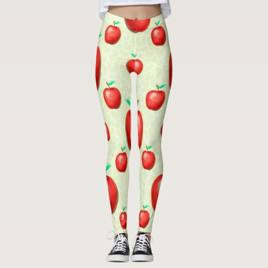 Elegante Äpfel Muster Honeycomb Hintergrund | Leggings (Vorderseite)