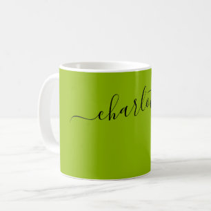 Elegante Apfelgrün-Farbe Moderner Name Personalisi Kaffeetasse