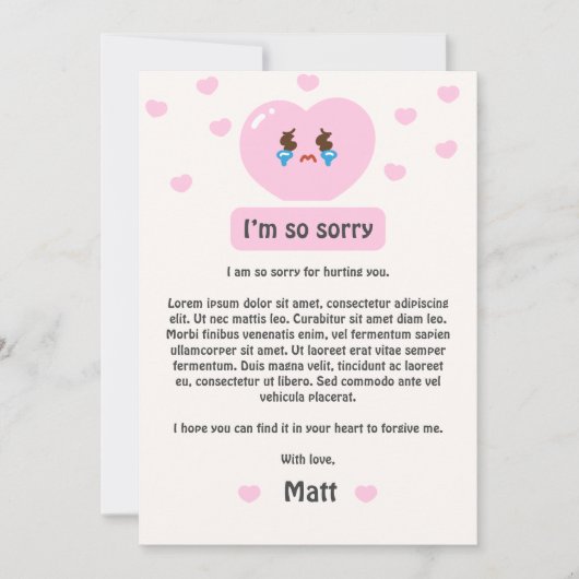 Elegante Apology Card Feiertagskarte (Vorderseite)