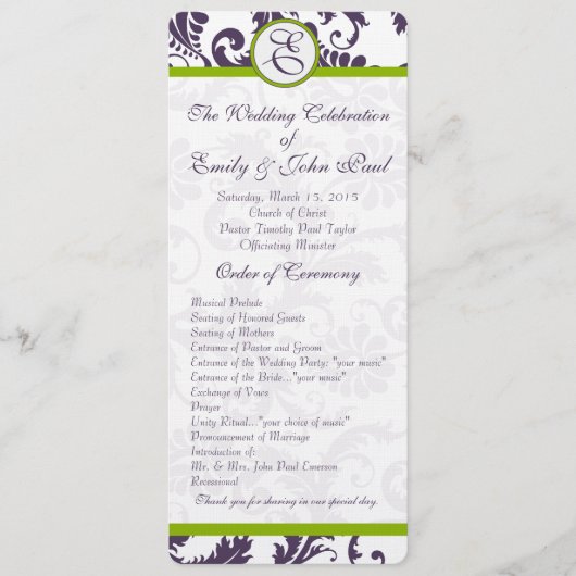 Elegante Apple Green Trim Lapis Lila Damask Programm (Vorderseite)