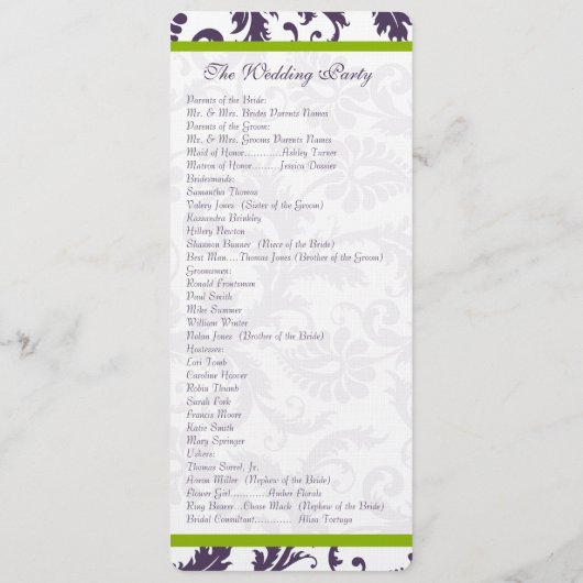 Elegante Apple Green Trim Lapis Lila Damask Programm (Rückseite)