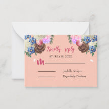 Elegante Apricot Floral Hochzeitskarte