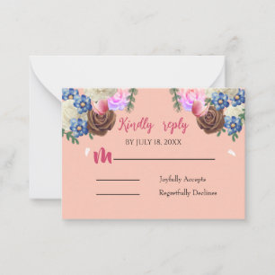 Elegante Apricot Floral Hochzeitskarte Mitteilungskarte