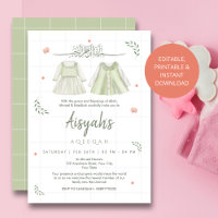 Elegante Aqiqah-Einladung im Salbeigrün für Babys