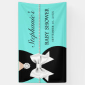 Elegante Aqua Aquamarin Glam Tiffany Themenbabysit Banner (Vertikal)