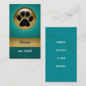 elegante Aqua aquamarin Pfoten Print Teppich Care Visitenkarte (Vorne/Hinten)