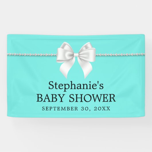 Elegante Aqua Aquamarin Tiffany Themendusche Banner (Horizontal)