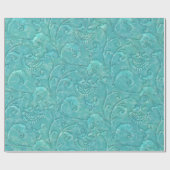 Elegante Aqua Aquamarine Imitate Leder Geschenkpapier (Flach)