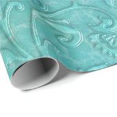 Elegante Aqua Aquamarine Imitate Leder Geschenkpapier (Rolleneckpunkt)