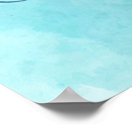 Elegante Aqua Beach Hochzeit Probe Abendessen Zeic Poster (Ecke)