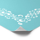 Elegante Aqua-Blau-Schwung-Hochzeitsbestuhlung Poster (Ecke)