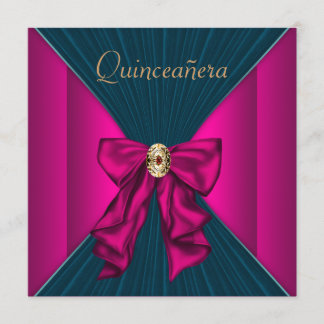 Elegante Aqua Blue and Hot Pink Quinceanera Einladung