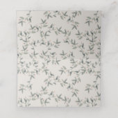 Elegante Aqua Blue Blumenstrauß Teapot Wappen Hoch Platzkarte (Innenseite Aufgefaltet)