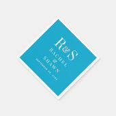 Elegante Aqua Blue Chic Moderne Monogram Wedding Serviette (Ecke)